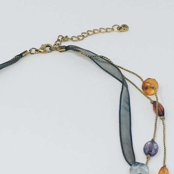 Teal Amber Faux Gemstone Beaded Statement Necklace - Picture 6 of 8